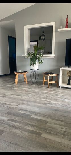 Solid wood black woven benches