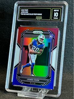 2022 Prizm 💥 James Cook 💥 Red White & Blue Rookie Prizm GMA 10 💎 Mint - Buffalo Bills