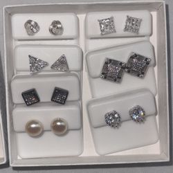 ALL STERLING SILVER EARRINGS W/ DIAMOND TESTER PASSING MOSINITE   
