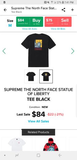 Supreme the north face statue of liberty S/S Tee black M