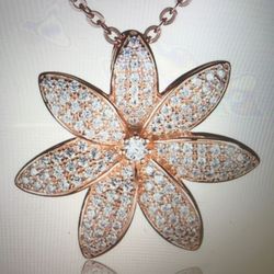 Sterling silver pink gold plated tiare flower pendant only