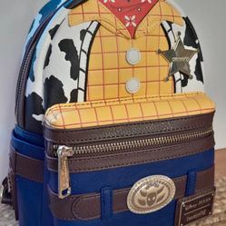 Disney Loungefly Toy Story Sheriff Woody faux Leather Mini Backpack New