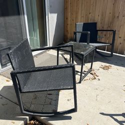 Black wicker patio set