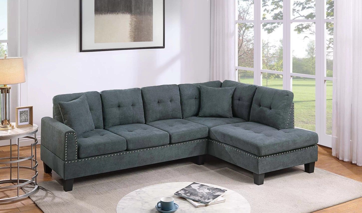 Brand New Grey Sectional Sofa (Pillows Included)