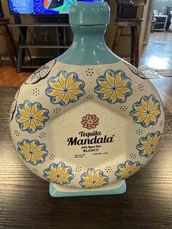 Authentic Tequila Mandala Blanco Empty Ceramic 1L Decanter Bottle