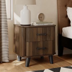 Leo Mid Century Modern Nightstand with Drawers, Walnut Night stand, 19.6" H ，IF2627
