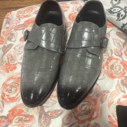 Gray Leather Size 45 Buckle Ring 