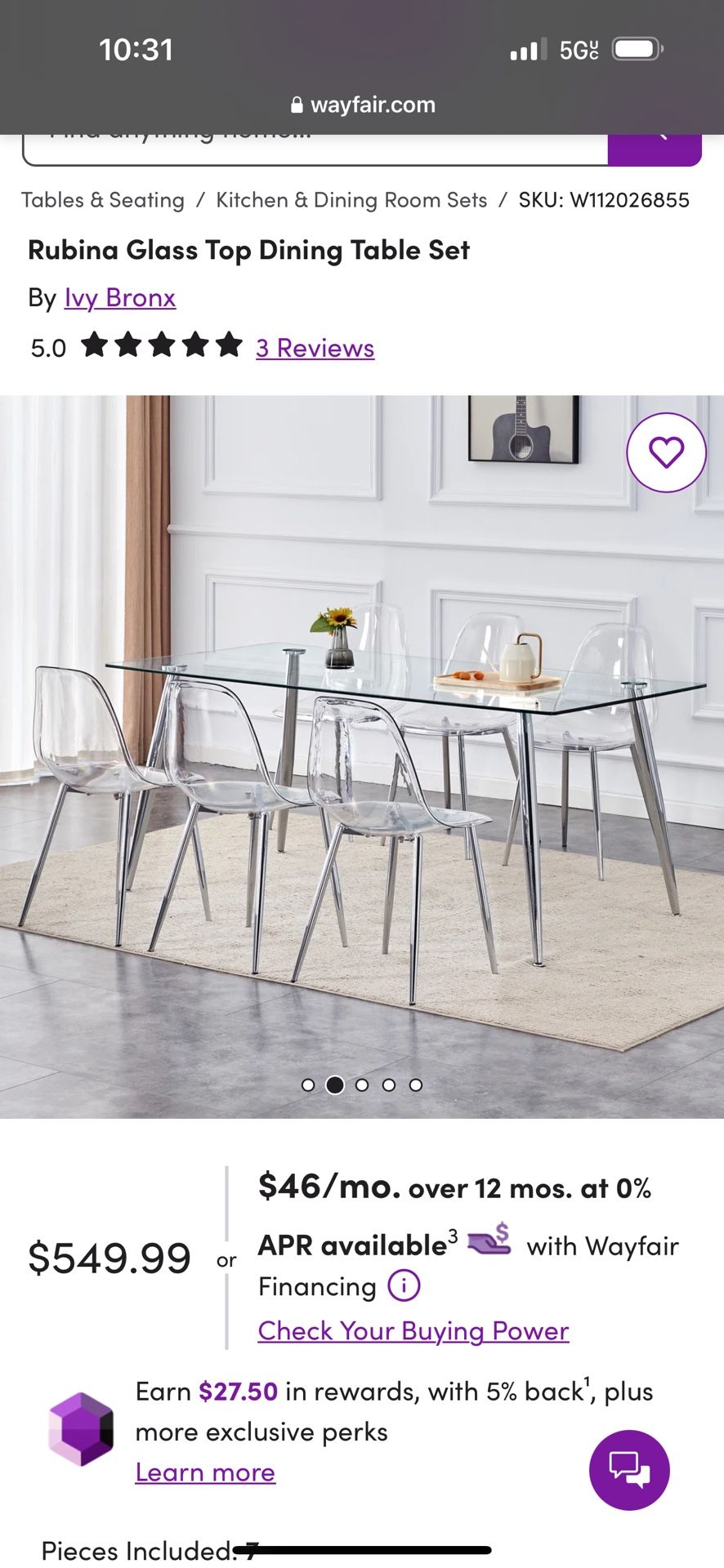 CLEAR DINING CHAIRS (6 Pack) Brand New
