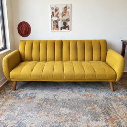 Mustard Yellow Mid-Century Modern Sofa – 2-Seater