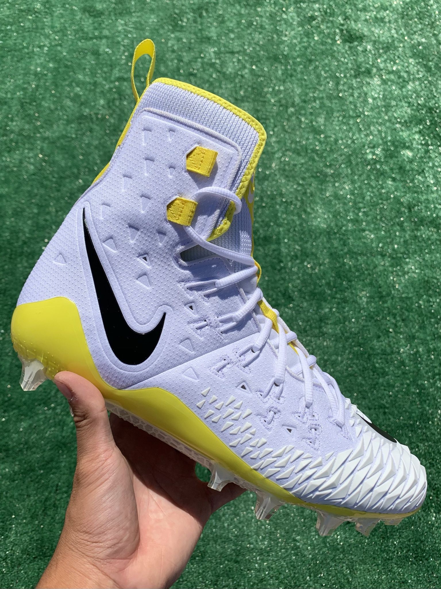 NIKE FORCE SAVAGE ELITE TD “WHITE / YELLOW” FOOTBALL CLEATS (Size 12, Men’s)