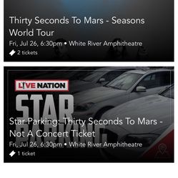 Concert Tickets - 30 Seconds To Mars and AFI