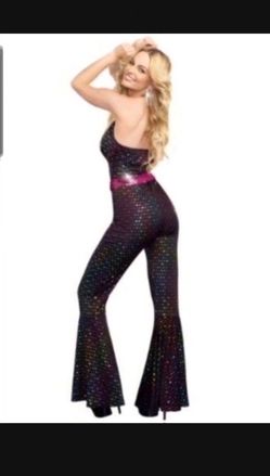 Halloween Adult Costume Sexy 70s Outfit Size Medium  COLOR IS CHARCOAL  Similar As Pictured