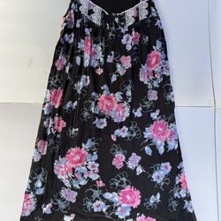 Secret Treasures Women's Floral Print Long Dress Embroidered Lace Knit Size M 8/10