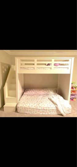 Pottery Barn full over twin loft bed in white