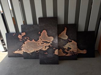 5-Panel World Map Canvas Wall Art