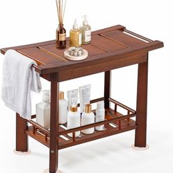 ***BRAND NEW IN BOX 21" Teak Wood Shower Bench – Luxury Spa-Style Comfort
