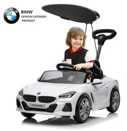 3-in-1 Kids' Push Ride-on Car for Toddlers, Licensed BMW, Z4 Toddler Push Car with Canopy