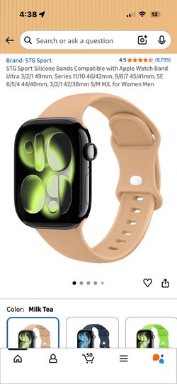 STG Sport Silicone Bands Compatible with Apple Watch Band Ultra 3/2/1 49mm, Series 11/10 46/42mm, 9/8/7 45/41mm, SE 6/5/4 44/40mm, 3/2/1 42/38mm S/M M