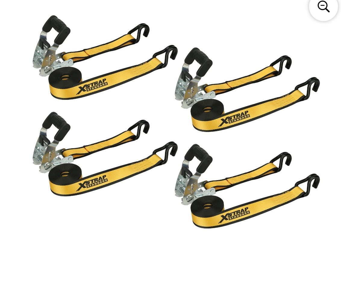 Xstrap brand 1.5” x 16' Tie-Downs Ratchet 1,100 lbs Work Load with DJ Hooks 4 - Pack