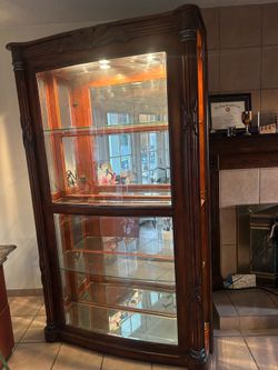 Wood glass curio