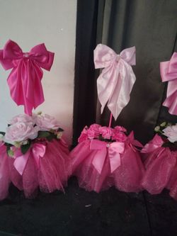 Pink Bow centerpieces