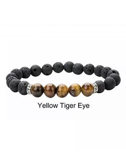 Men's Lava Stone Stone 8mm Beads Elastic Bracelet Bangle Chakra Size Large 19cm 7.5"