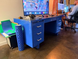 Vintage 1940 solid steel tanker desk