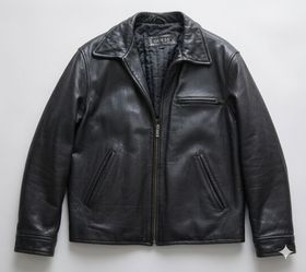 Guess Black Genuine Leather Zip-Up Jacket Size Large