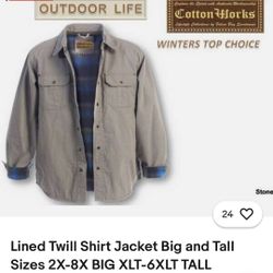 NEW COTTON WORKS LINEN TWILL SHIRT/JACKET 4X  STONE COLOR Open To Honest Fair Offers Chamarra /Camisa 4X Color Piedra Acepto Ofertas Justas Y Honestas