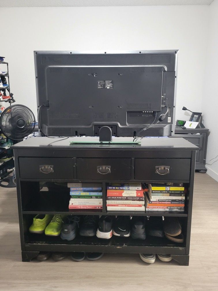 Tall TV Stand / Media Console – 3 Drawers + 2 Shelves (44” Wide)
