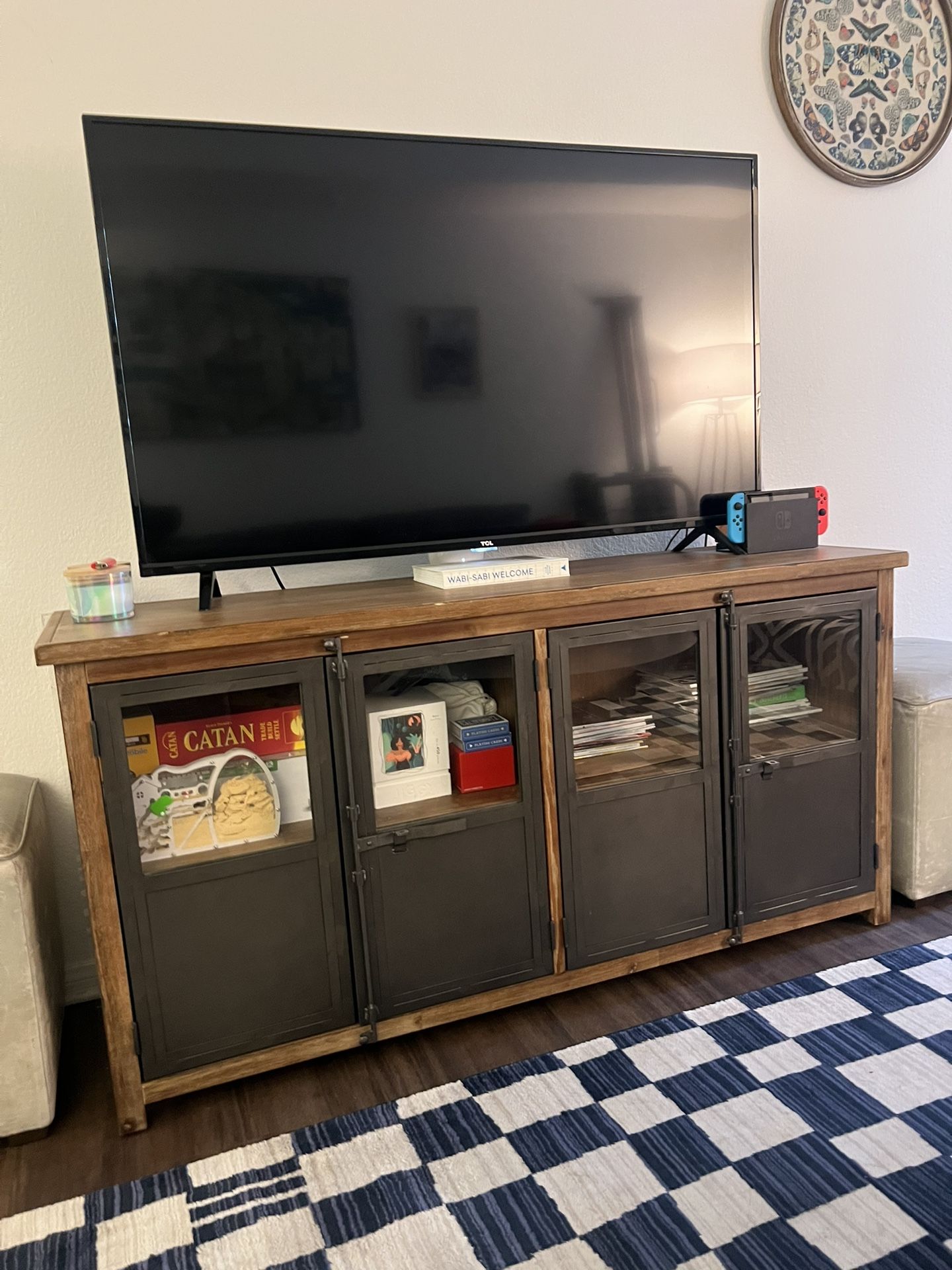 Langley Aged Latte Wood & Metal Storage Cabinet (credenza, tv stand, media console) – World Market