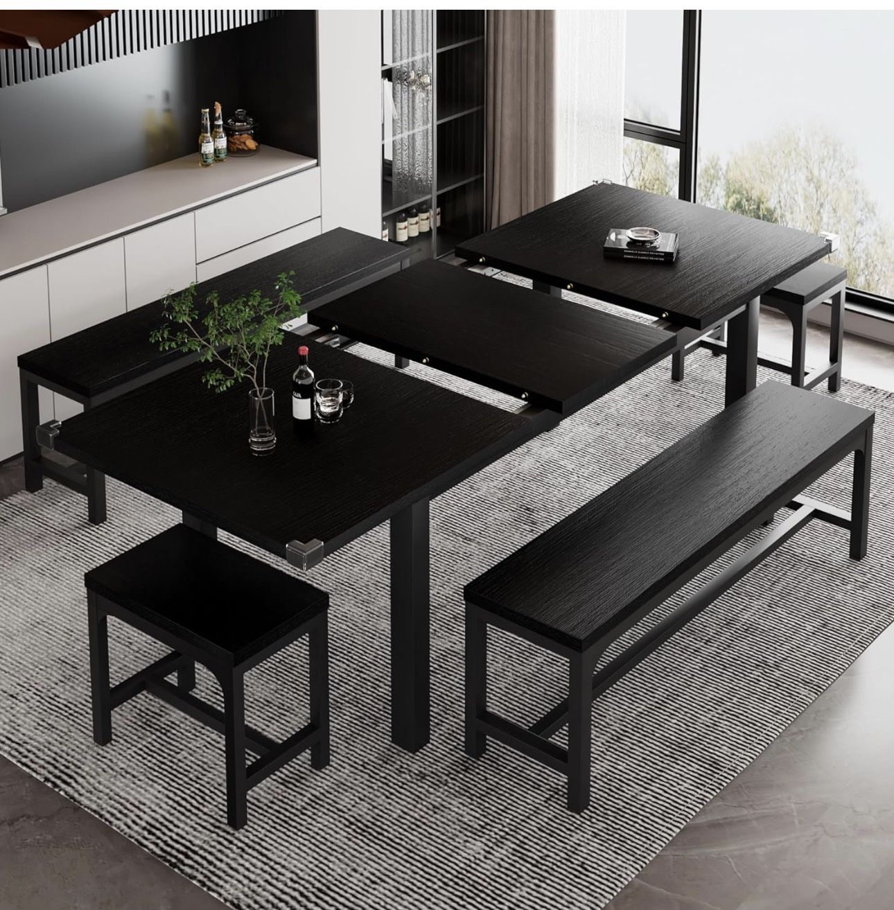 Expanding Table Dining Set With Custom Cushions