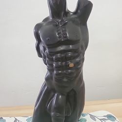 Ebony wood nude male torso sculpture 10 inch Form Art Decor Figurine Home Accent