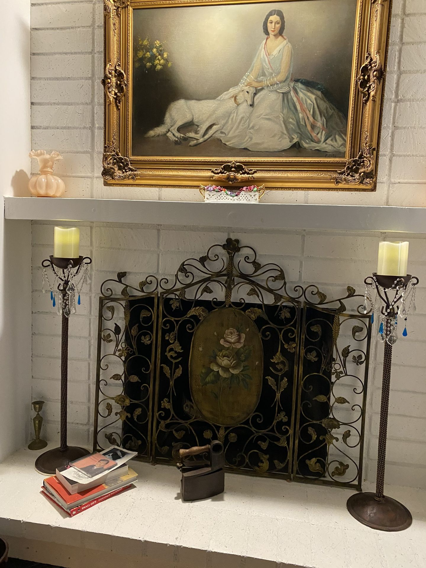 Tall Metal And Crystal Candle Holder