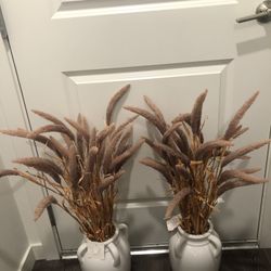 2 new vases with plant decor, height 35 inches, both for $40