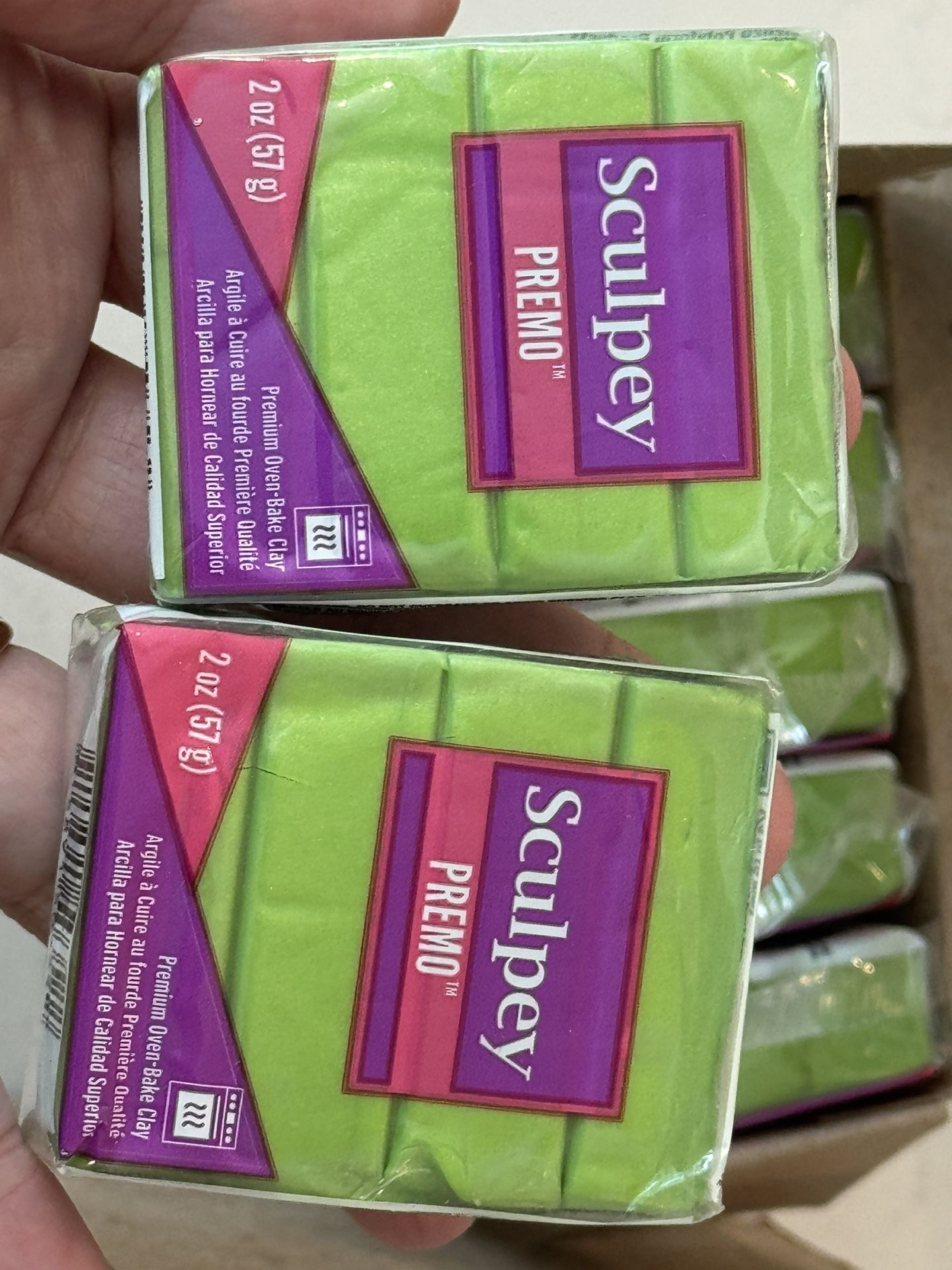 12 pack of 2oz Sculpey Premo Bright Green Pearl Polymer Clay $28