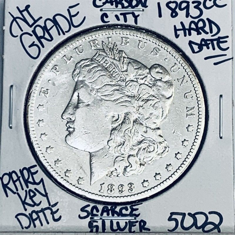 1893 CC MORGAN SILVER DOLLAR HI GRADE GENUINE U.S. MINT RARE KEY COIN