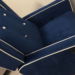 Blue Swivel Recliner 