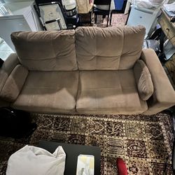 Brown Suede Loveseat 