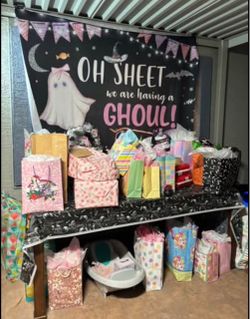 Halloween Girl Baby Shower Backdrop OH SHEET… WE ARE HAVING A GHOUL!”