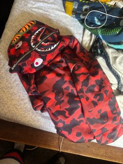BAPE Shark Full-Zip Hoodie Red Camo