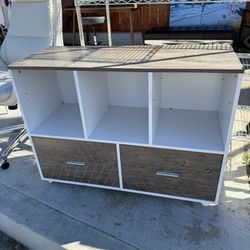 Wood File Cabinet With Open Drawers 