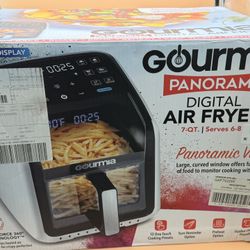 7-QT Digital Air Fryer w/Panoramic View, Holographic Display, & 12 Presets, Black,White,Green,Pink, New (white) 