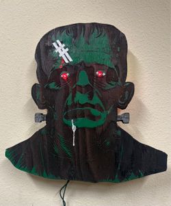 13 X 10 Frankenstein Wood Wall Art with LED Eyes