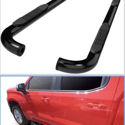 3" Black Side Nerf Bars Running Boards 2pcs Side Steps Compatible with 2019-2025 Chevy Silverado/GMC Sierra 1500 Crew Cab | 2020-2025 Silverado/Sierra