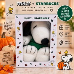 RARE Starbucks x Peanuts Snoopy Plush 2026 – NEW IN BOX, NEVER OPENED 🐶🎃
