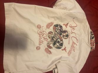 SMOKE RISE Le Château St. Barth's Embroidered rShort Sleeve Button Up Shirt Size L