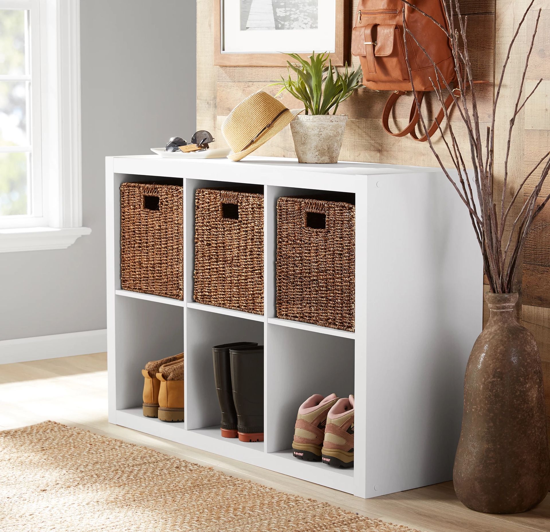 Better Homes & Gardens 6-Cube Storage Organizer, White Texture White Texture - 30.16" x 15.35" x 43.35"