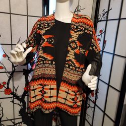 PRE-LOVED "LIVE 4 TRUTH" LADIES SHEER SOUTHWESTERN MOTIF JACKET/CAPE