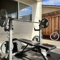 Bench Press/squat Rack With Weights 